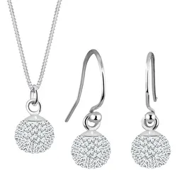 Elli Kugel Kristalle 925 Silber Schmuck-Set   Damen