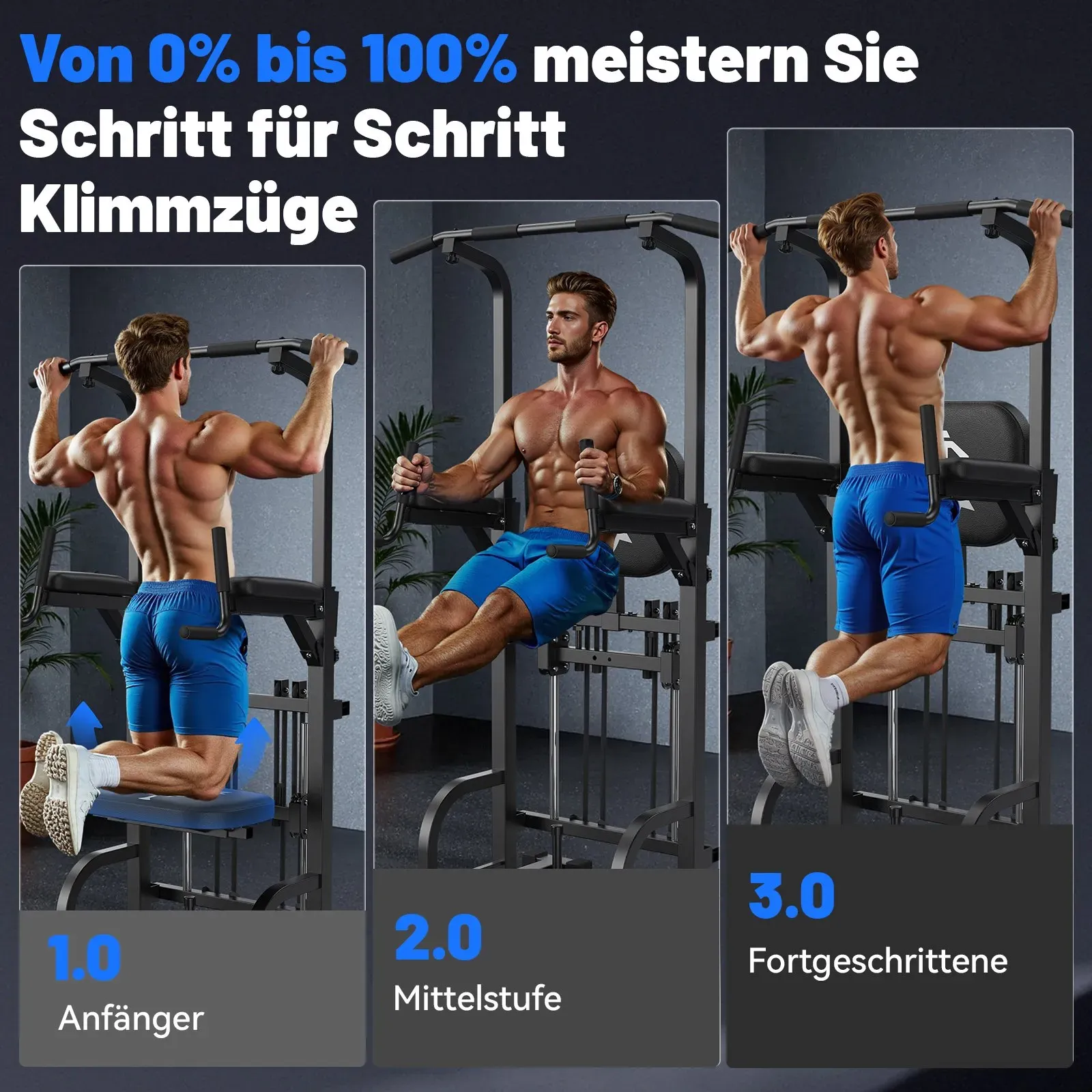 Sportsroyals Power Tower, Dip-Station, Klimmzugstange für das Krafttrainingsgerät im Heim-Fitnessstudio, 204 kg