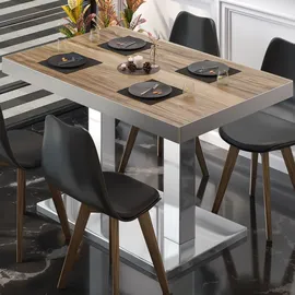 GGM Möbel Bistrotisch 120 x 70 x 77 cm Braun/Rot/Weiß