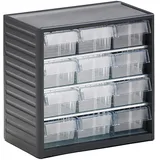 TRESTON Kleinteilemagazin BxTxH 310x180x290 mm mit 12 Schubladen, Lichtgrau, L-04 glasklar, 294