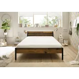 SchlafKONTOR Marseille Futonbett 140 x 200 cm - Modernes Jugendzimmer Bett in Old Style Optik - 147 x 74 x 216 cm (B/H/T)