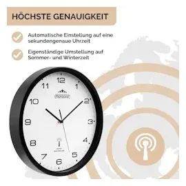 monzana Wanduhr Funkuhr 31cm Schwarz