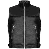 PAULGOS Motorradweste Lederweste Biker Kutte Clubweste Chopper Weste 100% Echtleder - BW8 schwarz 6XL