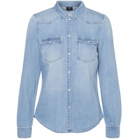 Vero Moda Damen Bluse Vmmaria Ls Denim Slim Shirt Mix New Noos, Light Blue Denim/Detail:birch Stitch, XS