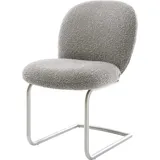 DeLife Freischwinger Nube-Flex Bouclé Silbergrau Freischwinger rund Edelstahl Taschenfederkern
