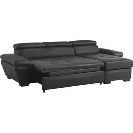 vente-unique Eckcouch Leder 2-Sitzer Anthrazit
