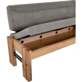 K+W Komfort & Wohnen "Floyd", grau (lightgrau 85, balkeneiche natur), H:90cm T:63cm, 520: Microfaser, 100% Polyester; 760: Microfaser, 100% Polyester, Sitzbänke, Eckbank, Stauraumbank, langer Schenkel rechts oder links in 2 Qualitäten