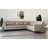 PLACES OF STYLE Ecksofa »Pinto, XXL, 250/290 cm, langer Schenkel, Ottomane«, Cord, Chenille, Lederoptik, mit Keder, Metallfüße, Wellenunterfederung beige