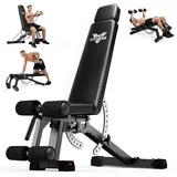 SOFTHOM Hantelbank Verstellbar, Multifunktionale Hantelbank für Zuhause, Trainingsbank&Fitnessbank mit Belastung 800KG, Verstellbarer 14-Fach Rückenlehne&7-Fach&3-Fach Kopfstützenverstellung, Home Gym