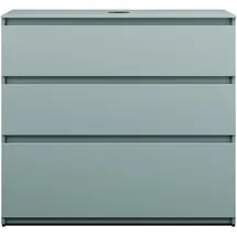 Burgbad Lin20 Waschtischunterschrank inklusive Konsolenplatte, 3 Auszüge, 1002x487x900mm, WWYJ100F5395, Farbe: Eisblau Matt / Rückwand Anthrazitgrau