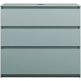 Burgbad Lin20 Waschtischunterschrank inklusive Konsolenplatte, 3 Auszüge, 1002x487x900mm, WWYJ100F5395, Farbe: Eisblau Matt / Rückwand Anthrazitgrau