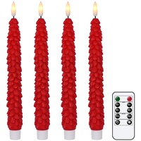 Eldnacele Weihnachtsbaumförmige LED stabkerzen mit flackerndem Licht und Fernbedienung, 3D-Docht aus echtem Wachs, batteriebetriebene flammenlose Kerzen für Weihnachts-, Heim- und Hochzeitsdekoration