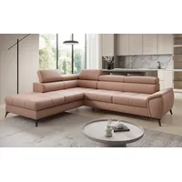 Luxusbetten24 Schlafsofa Designer L Sofa Aveline in Echtleder, mit Schlaffunktion und Stauraum rosa