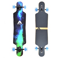 Apollo Longboard Galaxy Special Edition Komplettboard mit High Speed ABEC Kugellagern, Drop Through Freeride Skaten Cruiser Boards Farbe: Sternennebel/Grün