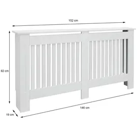 ECD Germany Heizkörperverkleidung Landhausstil 152x19x82 cm Weiß