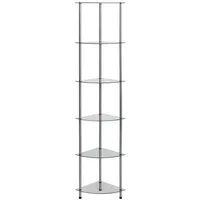 VidaXL Regal mit 6 Ablagen Transparent 30x30x160 cm Hartglas