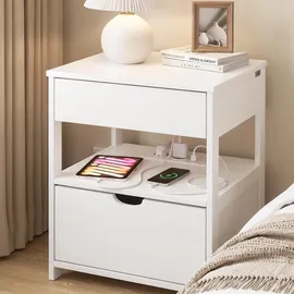 SoBuy Nachttisch FRG258-II-E-W 38 x 45 x 55 cm Weiß