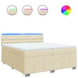 vidaXL Boxspringbett mit Matratze Creme 200x200 cm Stoff