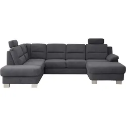 Wohnlandschaft ALINA "Finja", grau (anthrazitgrau tbs 49), B:307cm H:93cm T:206cm, Chenille TBS (100% Polyester), Sofas, wahlweise mit Sitzvorzug und Stauraum, Breite 307 cm