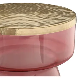 Kayoom Beistelltisch Rosa, Gold, Metall, Glas, rund, 48 cm, Wohnzimmer, Wohnzimmertische, Beistelltische