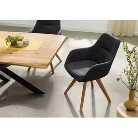 Massivmoebel24 Drehstuhl Wildeiche Polyester schwarz