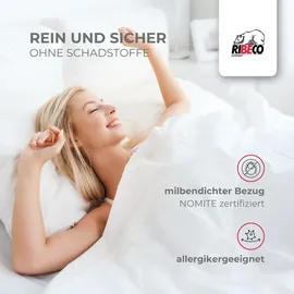 RIBECO Johanna 135x200 cm –kuschelige Daunendecke, Bettdecke mit Kasettensteppung, allergikerfreundlich, Made in Germany, Wärmeklasse: leicht