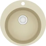 vidaXL Granitspüle Einzelbecken Rund beige Einbauspüle Handbetätigung 505 x 395 mm