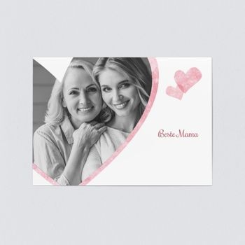 Karten zum Muttertag (5 Karten) selbst gestalten, Liebevolle Herzen - Rosa