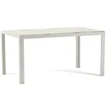 Milo - Rechteckiger Tisch 150x90 cm für drinnen und draußen, lackiertes Aluminium, dekoriertes Glas, anpassbar für Küche, Esszimmer, Terrasse, Garten für 6 Personen (Weißer Marmor, Beine Weiß)