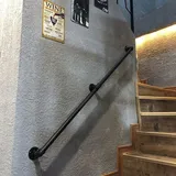 Vintage Treppengeländer, Handläufe für Behinderte, Wandhandlauf Wohnung Draußen Handläufe Treppen Handlauf Geländer Bausatz Balkon Brüstung Stange, Schwarze Metall Schmiedeeisen Design