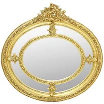 Casa Padrino Barock Spiegel Gold - Ovaler Antik Stil Wandspiegel - Wohnzimmer Spiegel - Garderoben Spiegel - Barock Möbel