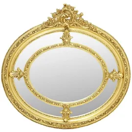 Casa Padrino Barock Spiegel Gold - Ovaler Antik Stil Wandspiegel - Wohnzimmer Spiegel - Garderoben Spiegel - Barock Möbel