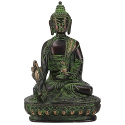 Guru-Shop Buddhafigur Buddha Statue aus Messing Medizin Buddha 14 cm.. grün