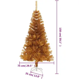vidaXL Künstlicher Weihnachtsbaum mit Ständer Golden 150 cm PET