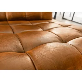 Massivmoebel24 Sessel Echtleder 64 x 83 x 76 cm Cognac mit Armlehnen und Metallbeinen