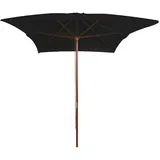 vidaXL Sonnenschirm mit Holzmast 200 x 300 cm schwarz