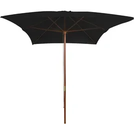 vidaXL Sonnenschirm mit Holzmast 200 x 300 cm schwarz