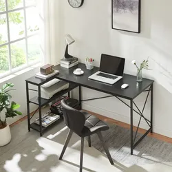 Schreibtisch Raundsvalt mit 1 Regal L-förmig 137x88x75 cm Schwarz