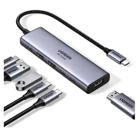 UGREEN 6-in-1 USB-C Hub USB-C 6 Ports), Dockingstation - Usb Hub, Grau