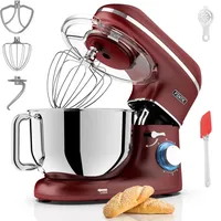 Fentic Küchenmaschine 2000W – Knetmaschine, Rührmaschine, 6,2L Edelstahlschüssel, 6 Geschwindigkeiten, Pulsfunktion - Rot