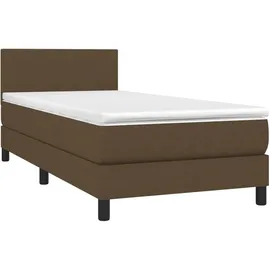 vidaXL Boxspringbett mit Matratze & LED Dunkelbraun 100x200 cm Stoff