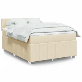 vidaXL Boxspringbett mit Matratze Creme 140x190 cm Stoff - Creme