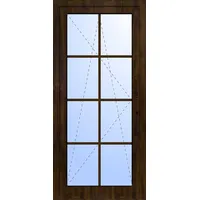 Balkontür "GEORG" 74 mm 3-fach Verglasung Kunststoff 8 Sprossenfelder (abschließbar) Nussbaum holzähnlich innen öffnend DIN rechts