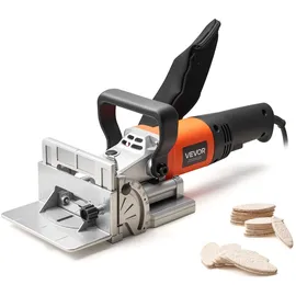 Vevor Akku Flachdübelfräse, 5,9 A, Nutfräse mit 11.600 U/min 760 W Motor, 45-Grad-Positionierungskerbe, Hartmetall-Sägeblatt, Staubbeutel, einstellbarem Winkel & Tiefe, für Holzbearbeitung