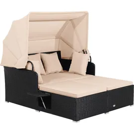 Costway Sonnenliege 200 x 150 x 80 cm Schwarz/Braun