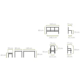 MWH Das Original MWH Lodrino Lounge-Set 6-tlg. Aluminium/Geflecht/Polyester