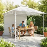 X 3 M Großer Metall-gartenpavillon Mit Vorhängen, Aufbewahrungstaschen Und Deckenhaken, Cremeweiß