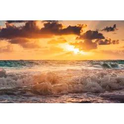 Fototapete PAPERMOON "Karibisches Meer Wolkenlandschaft", bunt, B:4,50m L:2,80m, Vlies, Tapeten