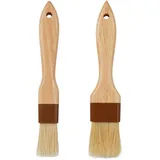 2PS Backpinsel Naturborsten, Bratpinsel zum Kochen & Ölpinsel zum Kochen, Naturborsten-Kochpinsel für Öl und Soße, Holzgriff-Backpinsel für Butter, Ei, Aufstrich (2 Größen)