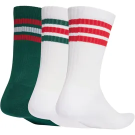 adidas 3-Streifen Dämpfende Sportswear Crew Socken 3er Pack Dunkelgrün/Weiß/Rot 40-42